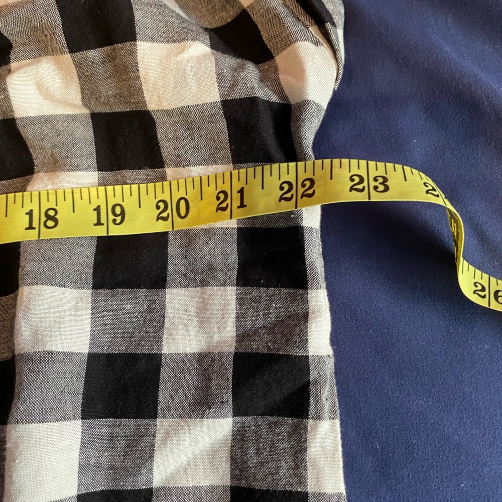 Loft black and white gingham half button blouse. Gently used - Picture 6 of 6